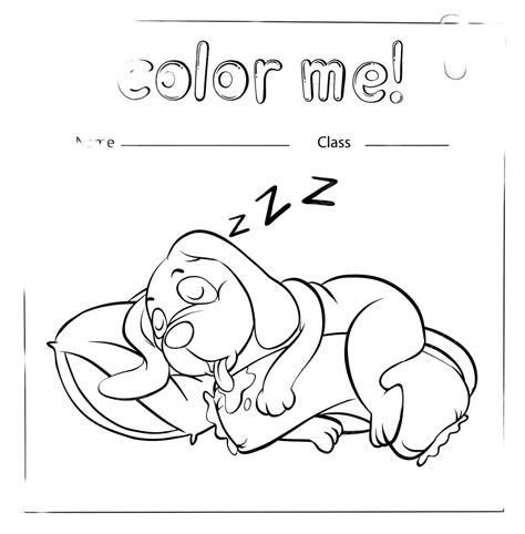 A Worksheet With A Dog Sleeping Template Color Art Vector Template