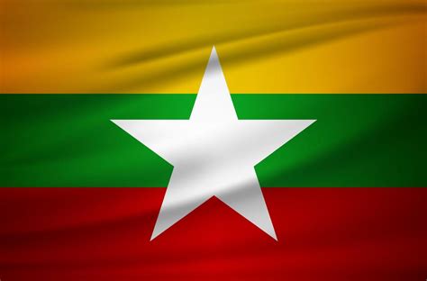 Realistic Myanmar Flag Design Background Vector Myanmar Independence