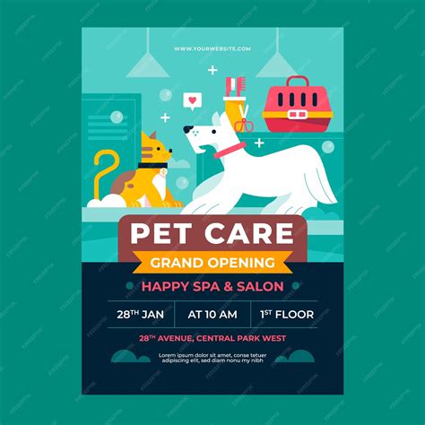 Premium Vector Hand Drawn Pet Grooming Poster Design