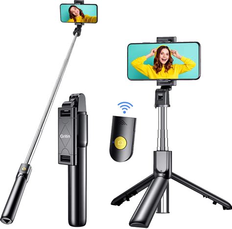 Gritin Bluetooth Selfie Stick Stativ 3 In 1 Erweiterbar Selfie Stange