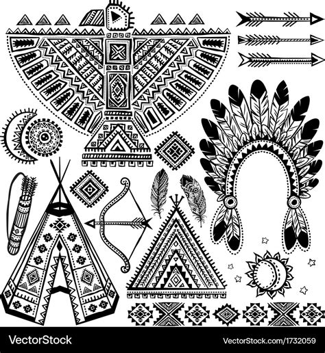 Tribal Native American Set Of Symbols Royalty Free Vector