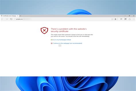 Certificate Error Web Browser