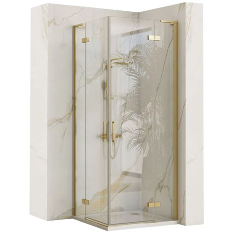 REA Hugo 80x80 Brushed Gold Shower Enclosure MerXu