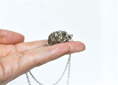 Pyrite Necklace, Rough Pyrite, Pyrite Jewelry, Unisex Necklace, Silver ...