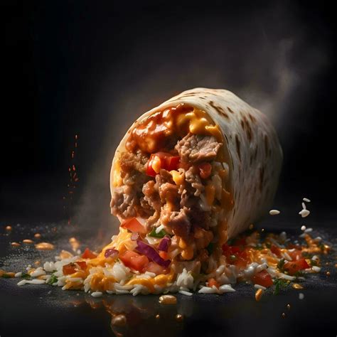 tortilla wrap with meat and tomato sauce on a black background, Ai Generative Image 23179155 ...