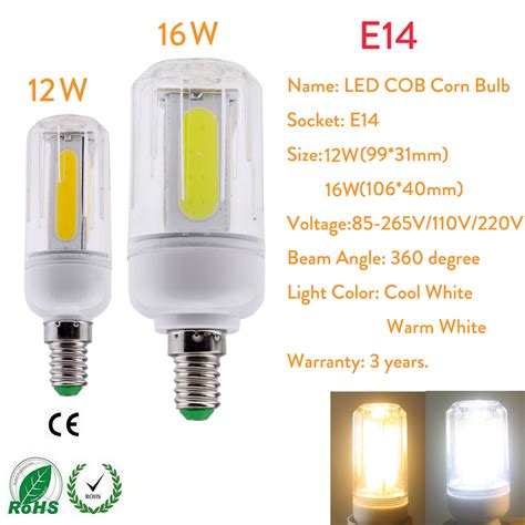 Led Corn Cob Light Bulbs E26 E27 E14 E12 B22 12w 16w Daylight Warm White Lamps Ebay