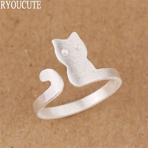 New Arrivals 925 Sterling Silver Cat Rings For Women Adjustable Size