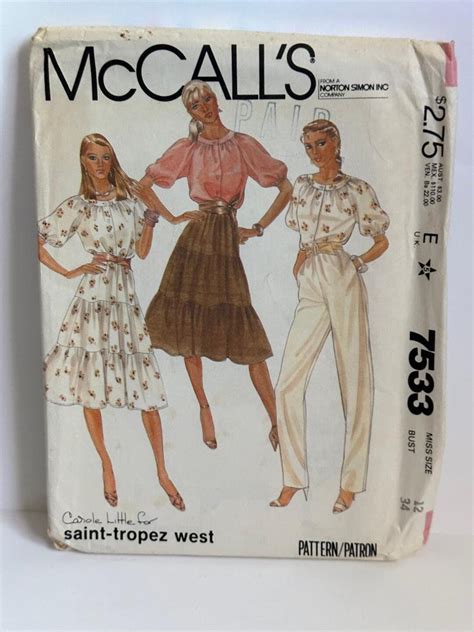 Mccall S Sewing Pattern 7533 Vintage 1981 Designer Etsy