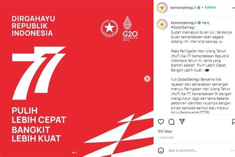 Foto Hut Ke 77 Ri Pemerintah Angkat Tema Pulih Lebih Cepat Bangkit Lebih Kuat