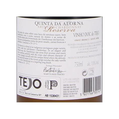 Vinho Quinta Alorna Arinto Chardonnay Reserva Branco Cl Vinho