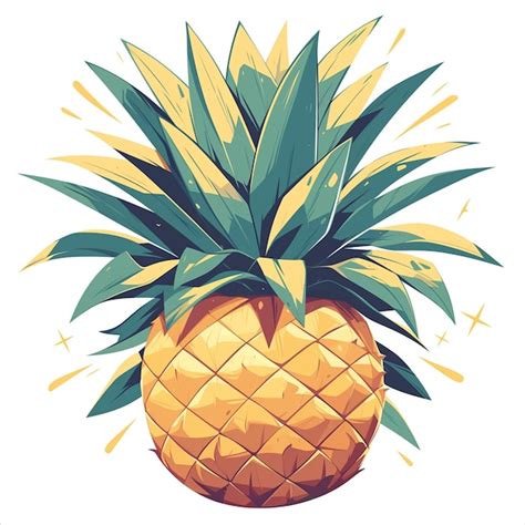 Premium Vector Whole Pineapple With Lush Green Leaves