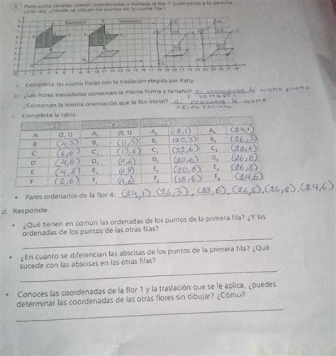 Que Tienen En Comun Las Ordenadas Con Lus Puntos De La Primera Fila Y