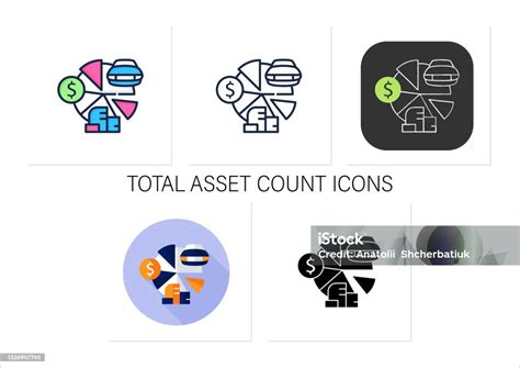 Total Asset Count Icons Set Stock Illustration Download Image Now Icon Revenue Wages Istock