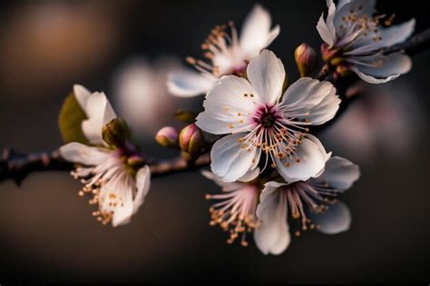 Premium Photo Japan Cherry Branch With Blooming Flowers