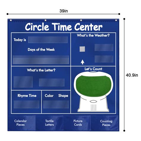 Sisenny Circle Time Center Pocket Chart Calendar Educational Pocket Chart Learning Shape Color