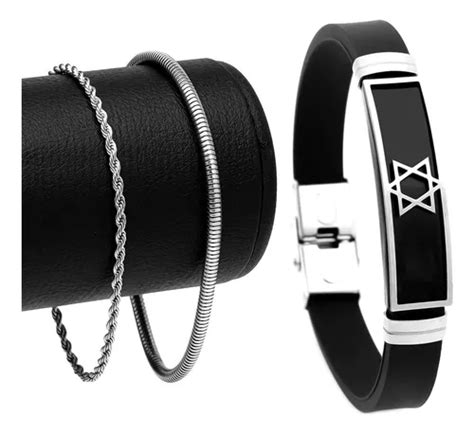 Combo Pulseiras A O Inox Prata Kit Bracelete Masculino