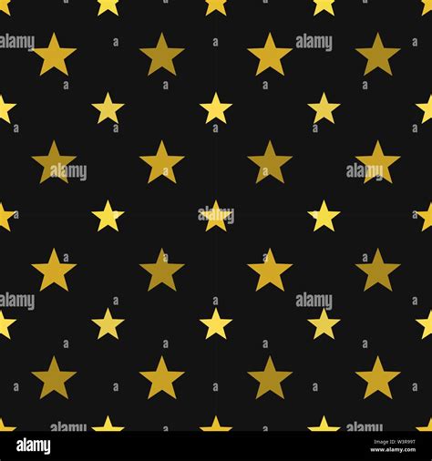 Gold Stars On Black Background Seamless Pattern Vector Illustration