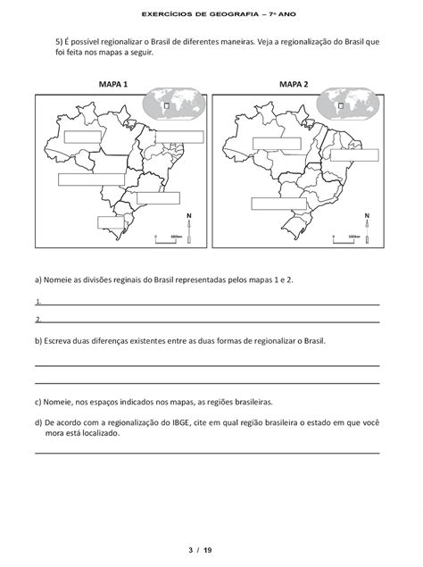 Atividades De Geografia 7 Ano Territorio Brasileiro REVOEDUCA