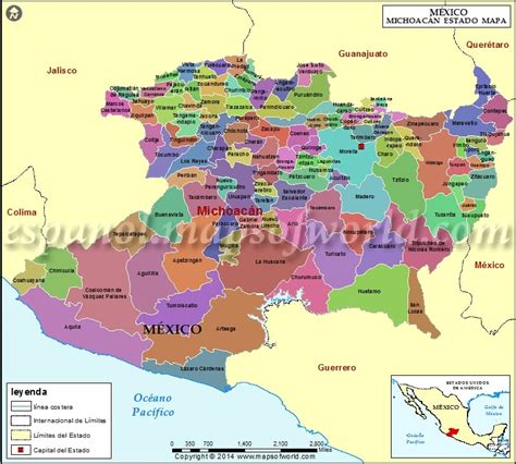 Mapa De Michoacan Estado De Michoacan Mexico