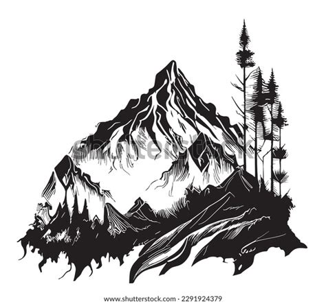 Mountains Forest Hand Drawn Sketch Vector Stock Vector (Royalty Free ...