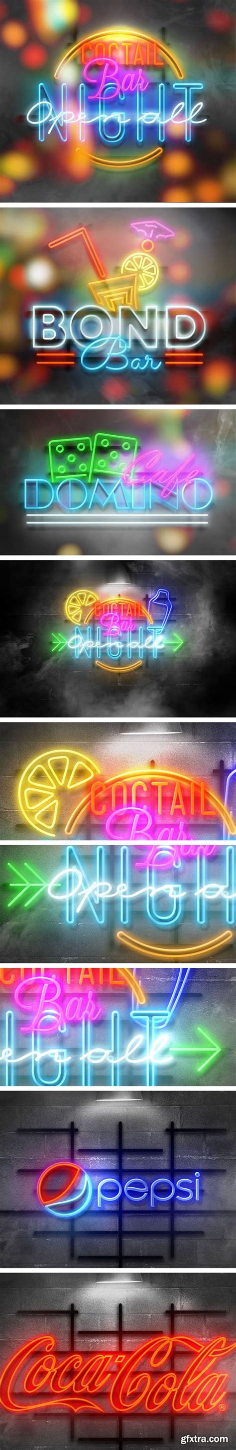 Neon Text Psd Mockup Template Gfxtra