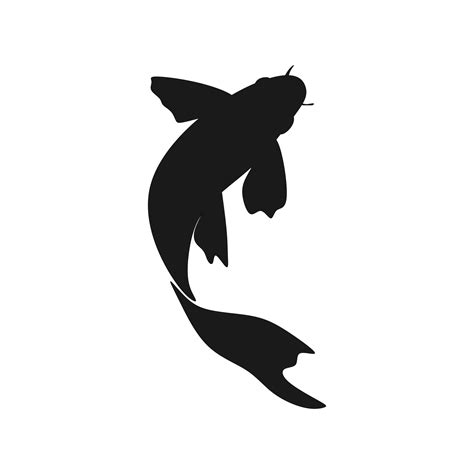 Black Koi Fish Silhouette Suitable For Aquatic Designs Fishing Posters