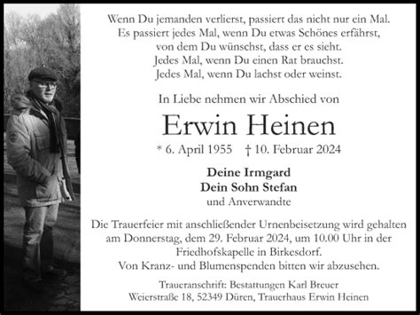 Traueranzeigen Von Erwin Heinen Aachen Gedenkt