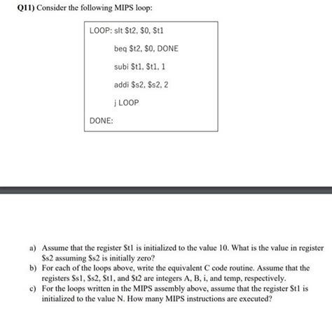 Solved Q Consider The Following Mips Loop Loop Slt Chegg