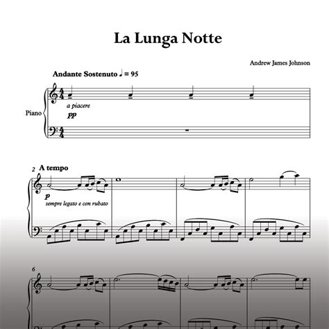 La Lunga Notte – Sheet Music - Andrew James Johnson