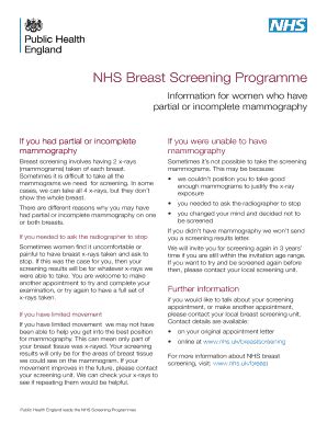 Fillable Online Nhs Breast Screening Programme Gov Uk Fax Email Print