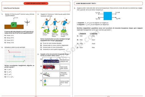 6 Sınıf Kuvvet ve Hareket Testi PDF İndir HangiSoru