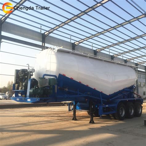 3 Axle 45m3 Bulk Cement Tank Semi Trailer With Air Compressor And Desiel Engine China 35m3