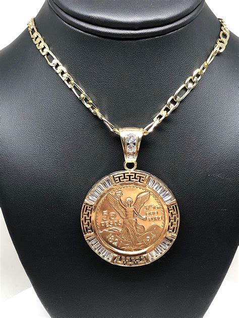 Gold Plated Mexican Centenario Coin Pendant Chain Centenario Necklace ...