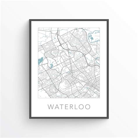 Waterloo Map Print Waterloo ON Waterloo City Map Waterloo - Etsy Canada ...