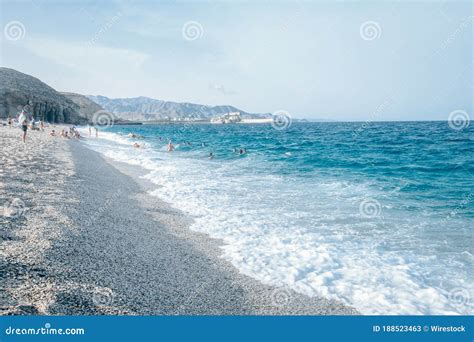 People on the Beach of Playa De Los Muertos, Spain Stock Image - Image ...