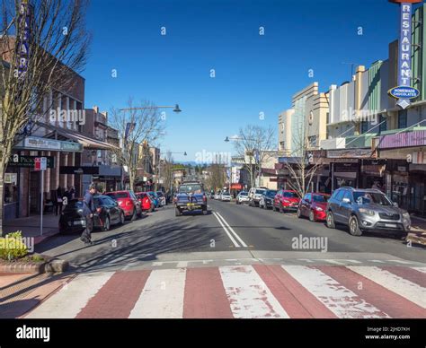 Pedestrian crossing, Katoomba Street, Katoomba, Blue Mountains Stock ...