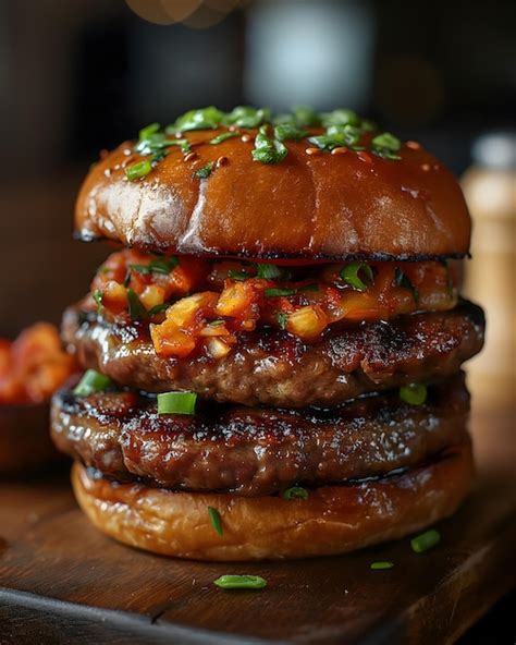 Premium Photo Gourmet Double Cheeseburger With Crispy Bacon And