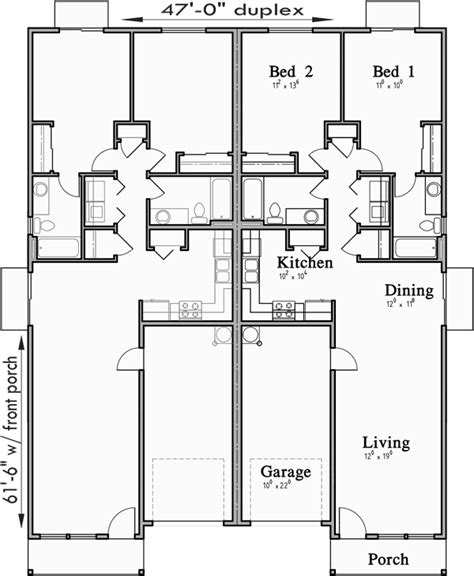 One Story Duplex Floor Plans - floorplans.click