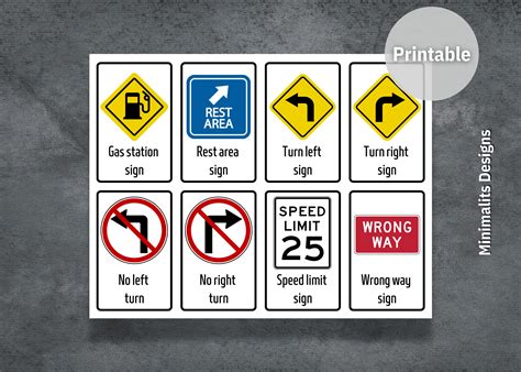 Road Signs Flashcards, Preschool Flashcards, Printable Montessori Cards ...