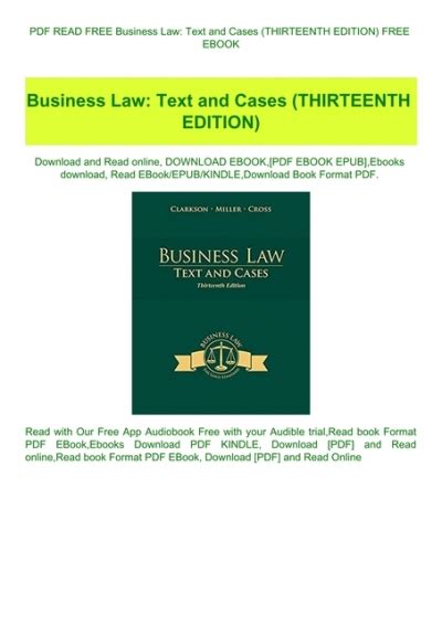 Pdf Read Free Business Law Text And Cases Thirteenth Edition Free Ebook