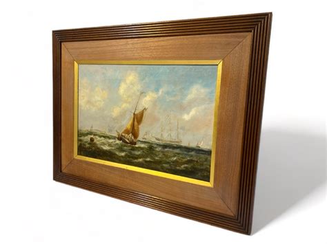 19th Century Seascape Signed J Wilson Oil Painting