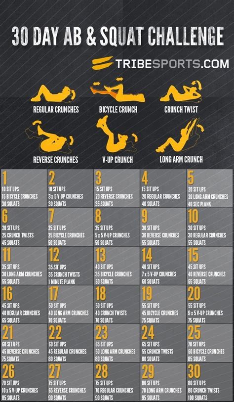 30 Day Squat Challenge Printable For Men