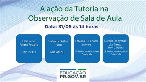 Ação da Tutoria na Observação de Sala de Aula YouTube