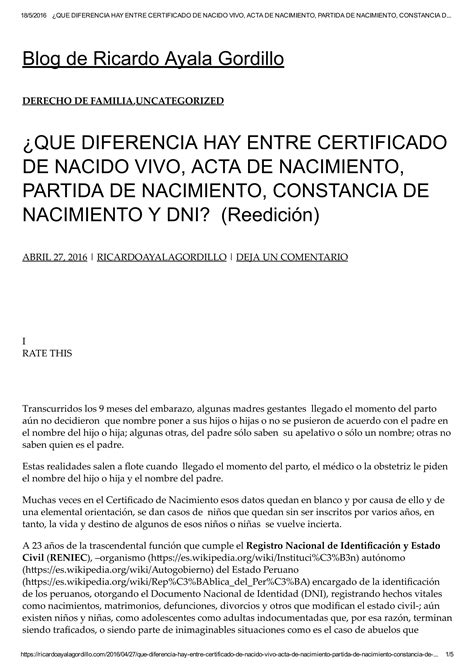 Que Diferencia Hay Entre Certificado De Nacido Vivo Acta De