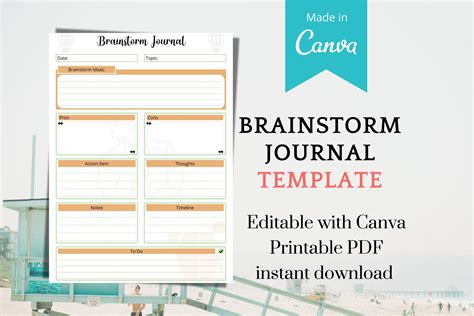 Brainstorm Journal Template Printable Pdf Template Brain Etsy In 2022