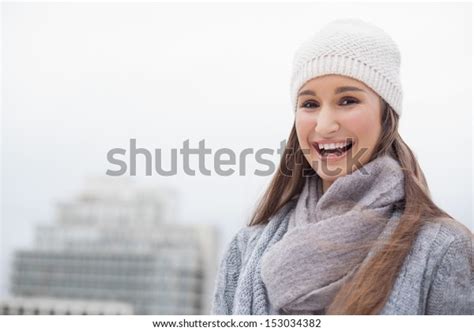 Cheerful Cute Brunette Winter Clothes On Stock Photo Shutterstock