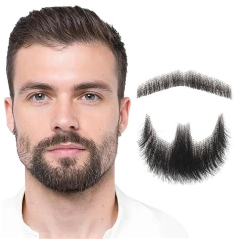 Искусственные бороды из натуральных волос черные | AliExpress