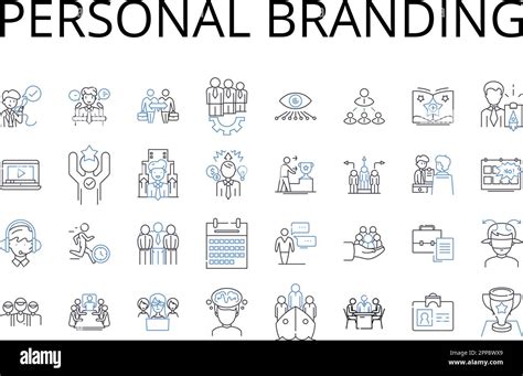 Personal Branding Line Icons Collection Online Presence Image