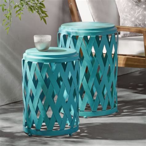 Simplie Fun Stylish And Portable Lattice Design Patio Side Tables Set