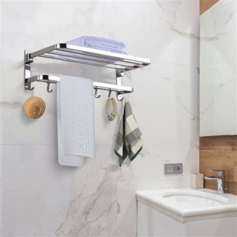 Wall Mounted Towel Rack Rail Holder Storage Shelf 304 Stainless Steel